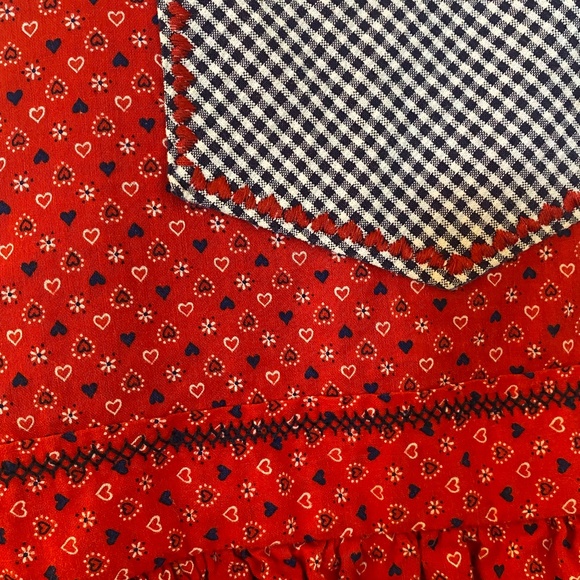 Handmade Red Cotton Gingham 3-Pocket Halter Apron Retro Kitchen OS - Picture 7 of 16